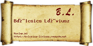 Bölcsics Líviusz névjegykártya
